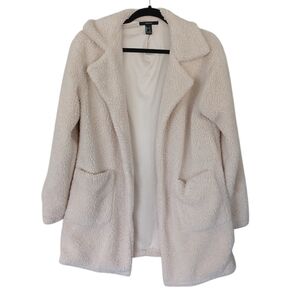 Forever 21 Light Pink Cozy Open Teddy Sherpa Jacket With Pockets Size Small